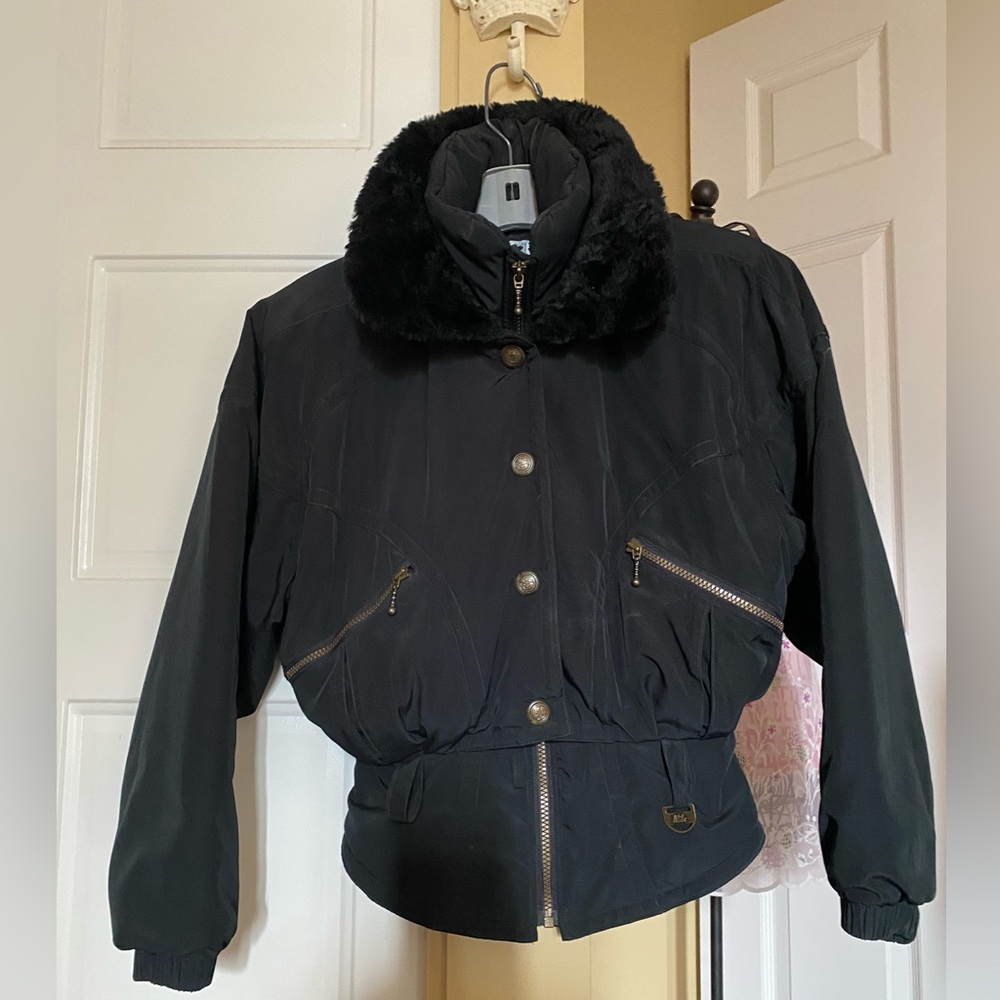 NILS Black Ski Jacket with Fur Collar